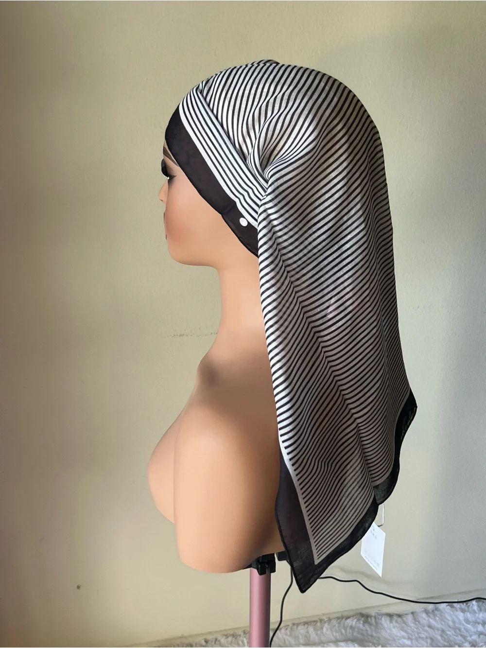 Striped Black & White Head cotton Wrap Scarf